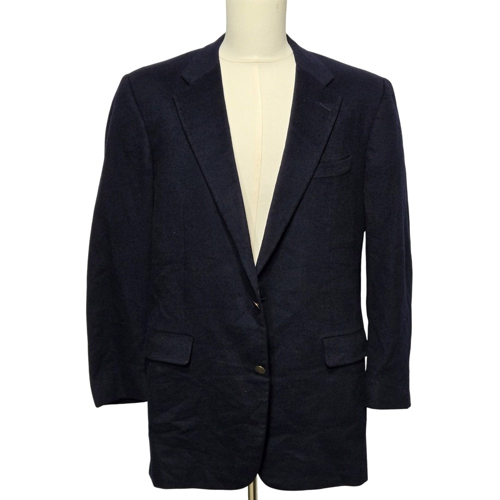 Vintage Hickey Freeman Blazer Mens 42 Navy Canterbury Collection Cashmere 80s‎